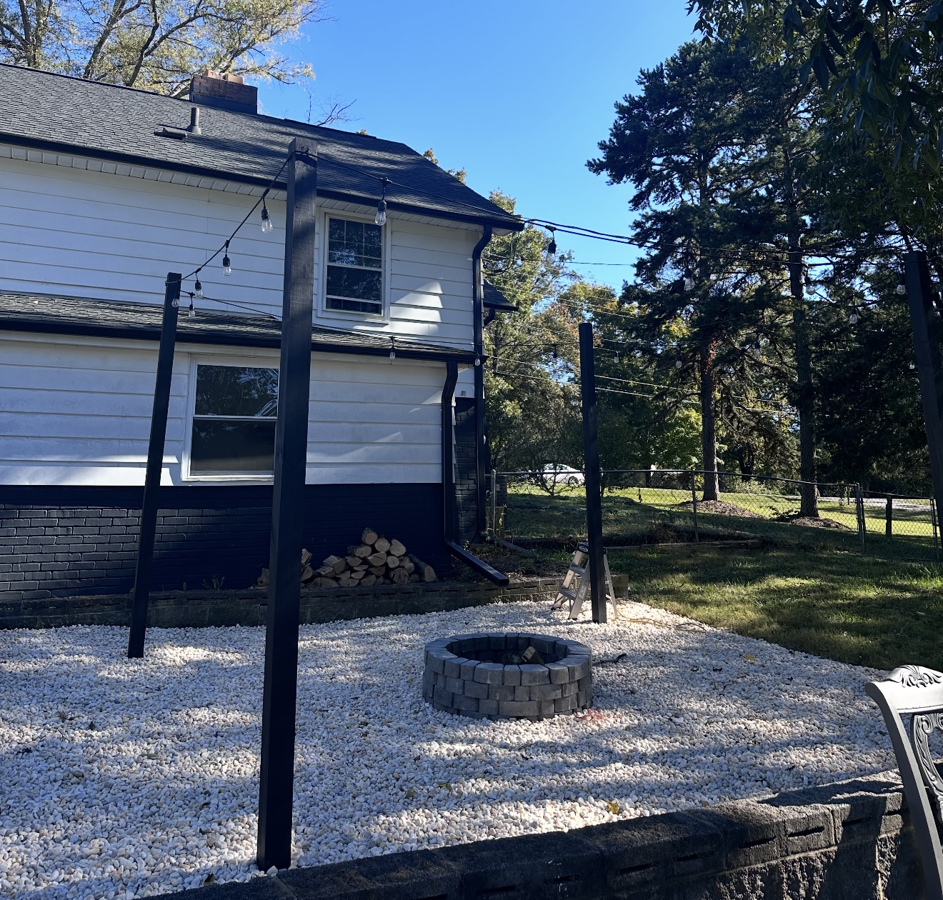 Firepit, Rock, and Post Install — after